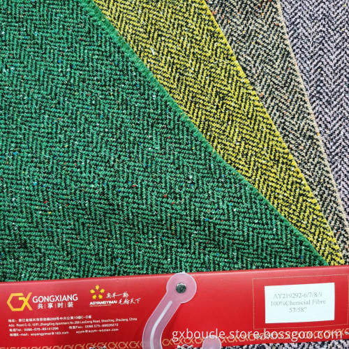 Woolen boucle herringbone with lurex fabric